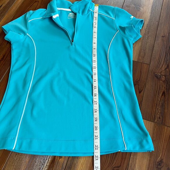 Slazenger Women’s Turquoise Blue Golf Polo with White Piping Short Sleeve Size S - Picture 9 of 10